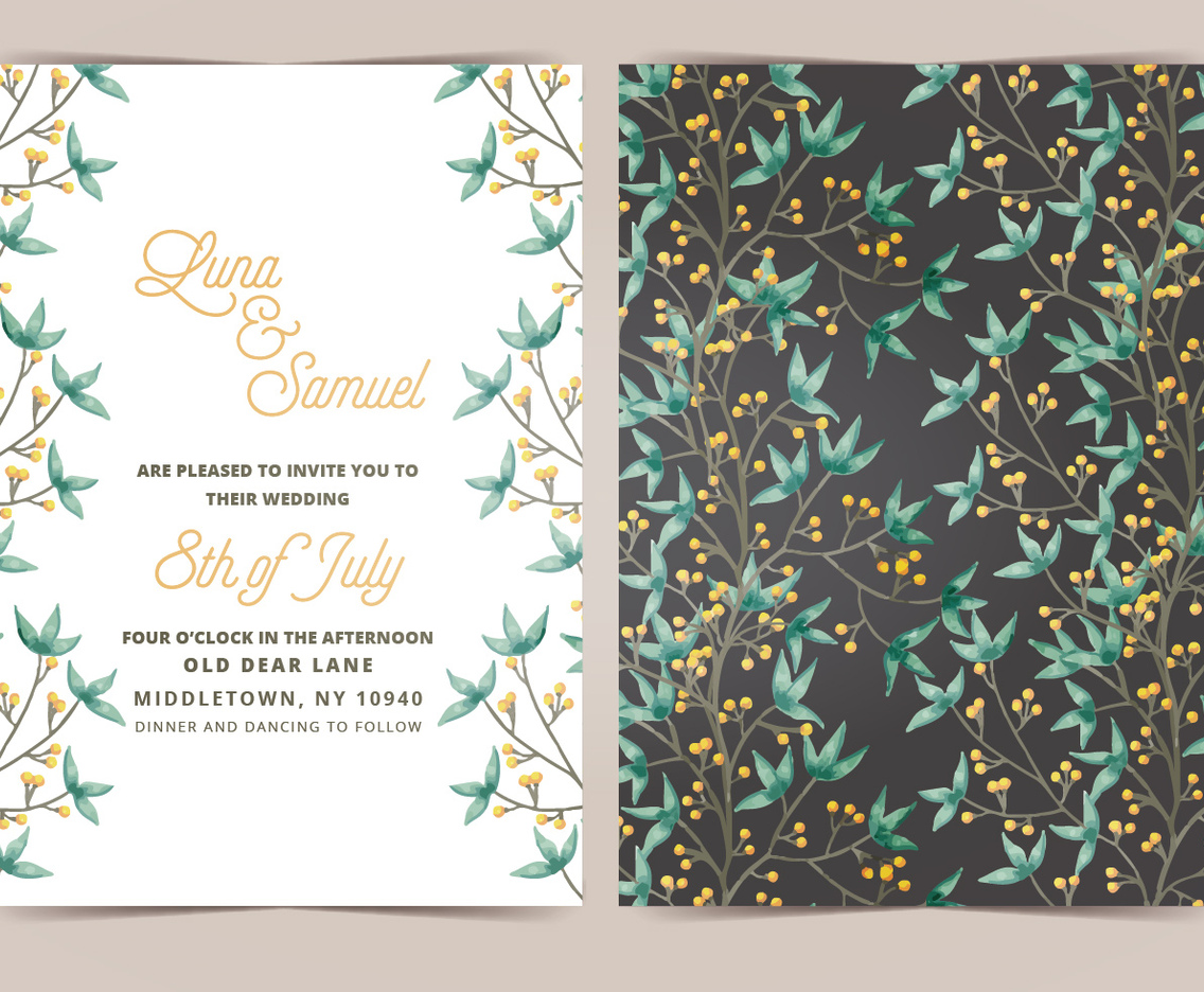Boho Wedding Vector Wedding Invitation