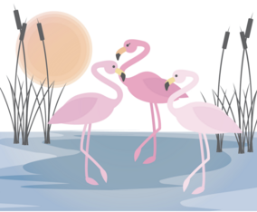 Vector Flamingo Scene