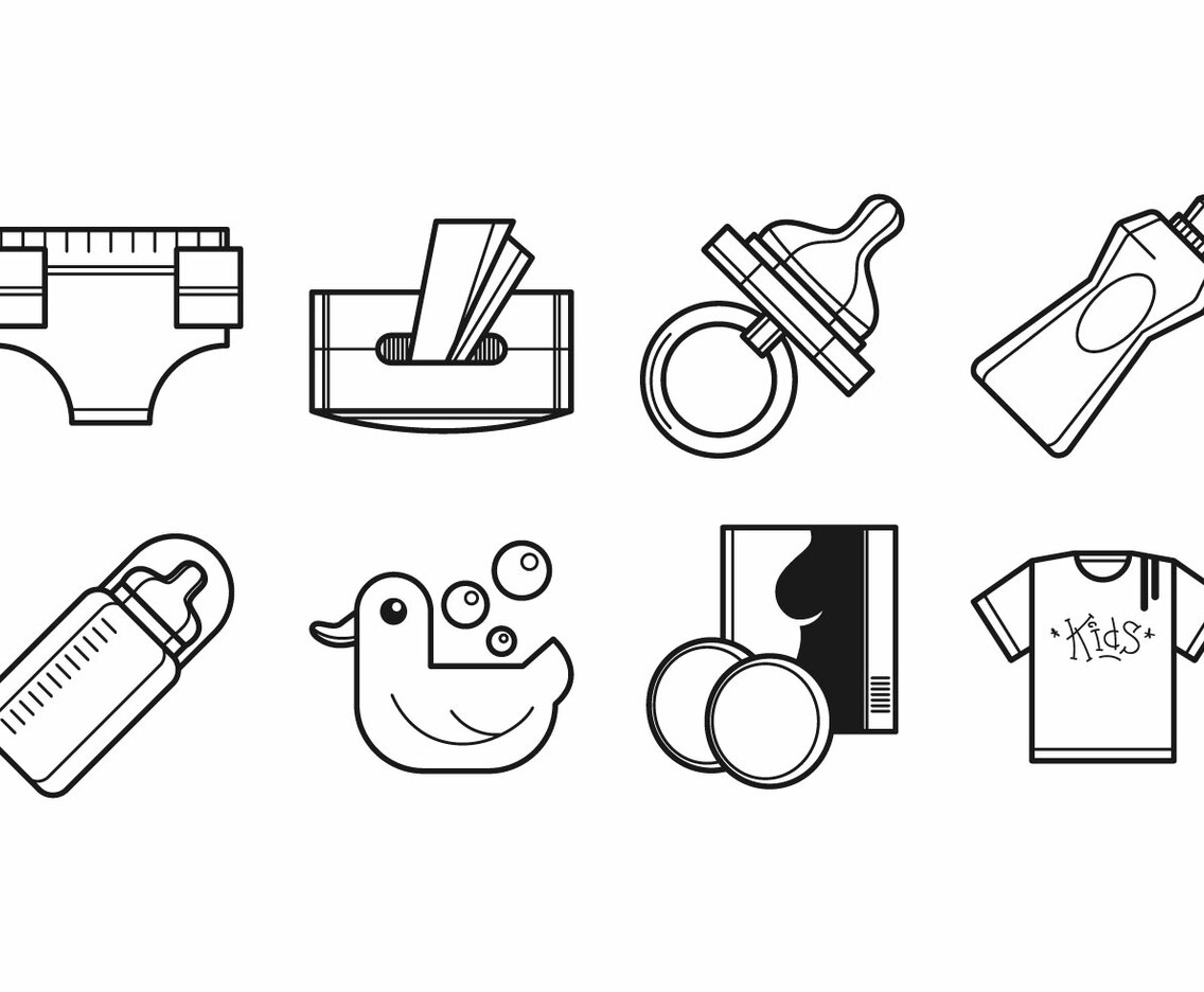 Free Newborn and Mother Supplies Icon Vector