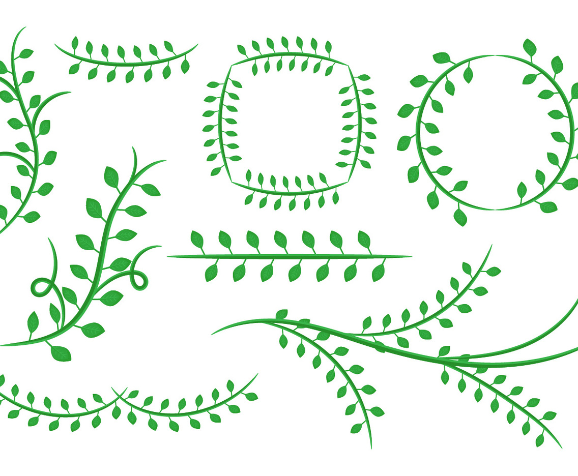 Free Natural Floral Green Leaves Ornament Vector