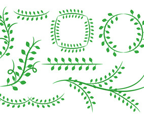 Free Natural Floral Green Leaves Ornament Vector