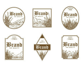 Cattails Label Vector