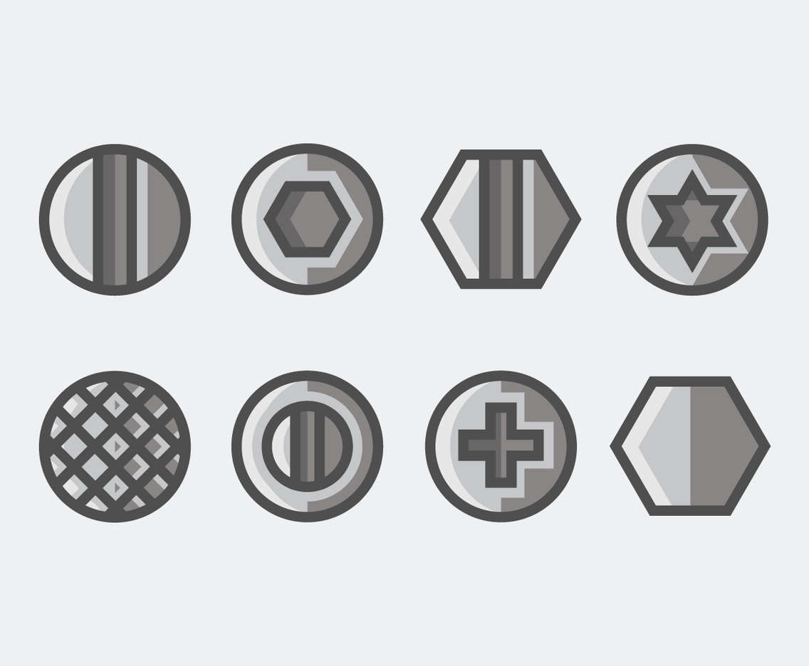 Vectors of screw, nut and bolt