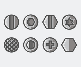 Vectors of screw, nut and bolt