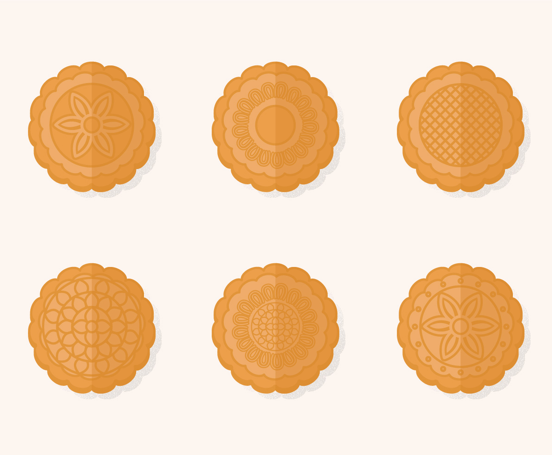 Traditional Mooncake Vector Set