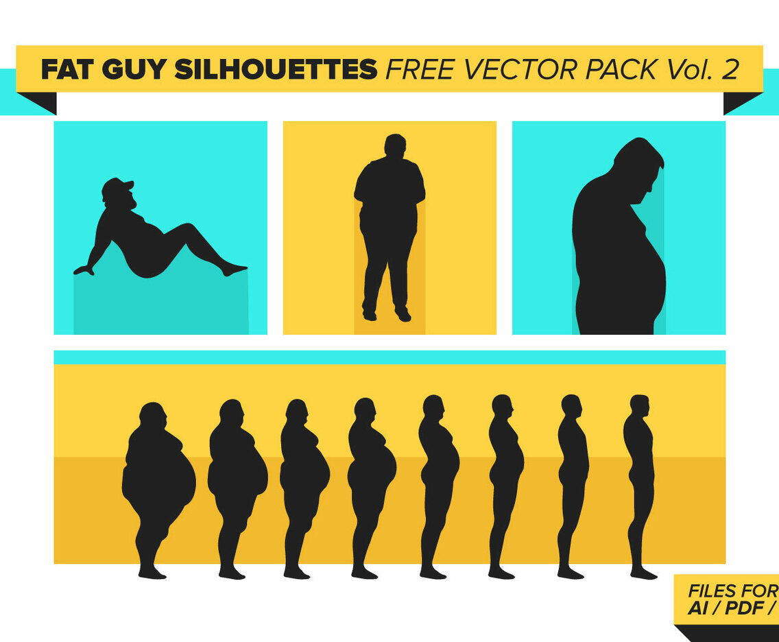 Fat Guy Silhouettes Free Vector Pack Vol. 2