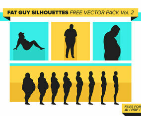 Fat Guy Silhouettes Free Vector Pack Vol. 2