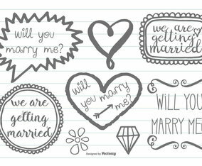 Hand Drawn Style Marry Me Doodles