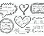 Hand Drawn Style Marry Me Doodles