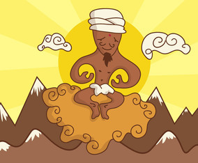 Guru Cartoon Illustration Landscape Vector