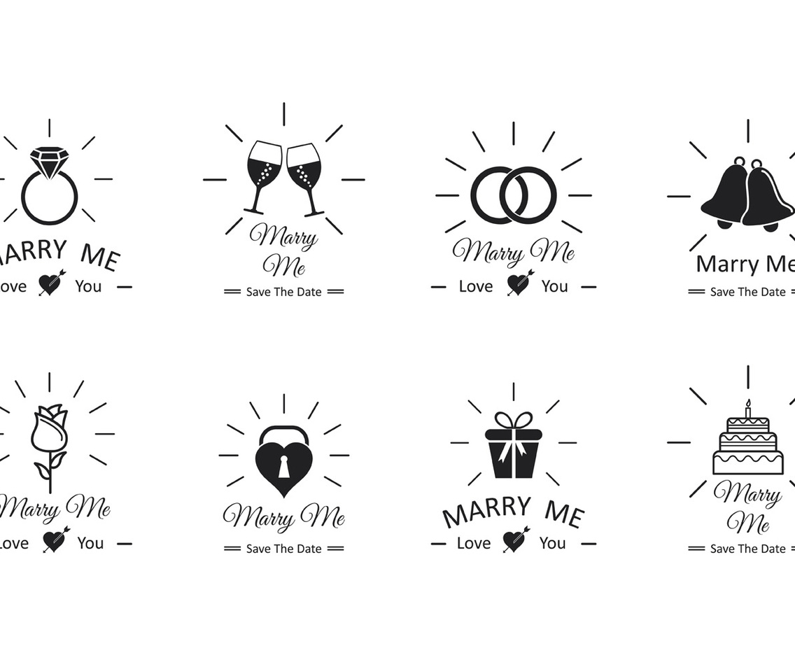 Set Of Marry Me Vector