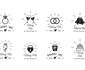 Set Of Marry Me Vector