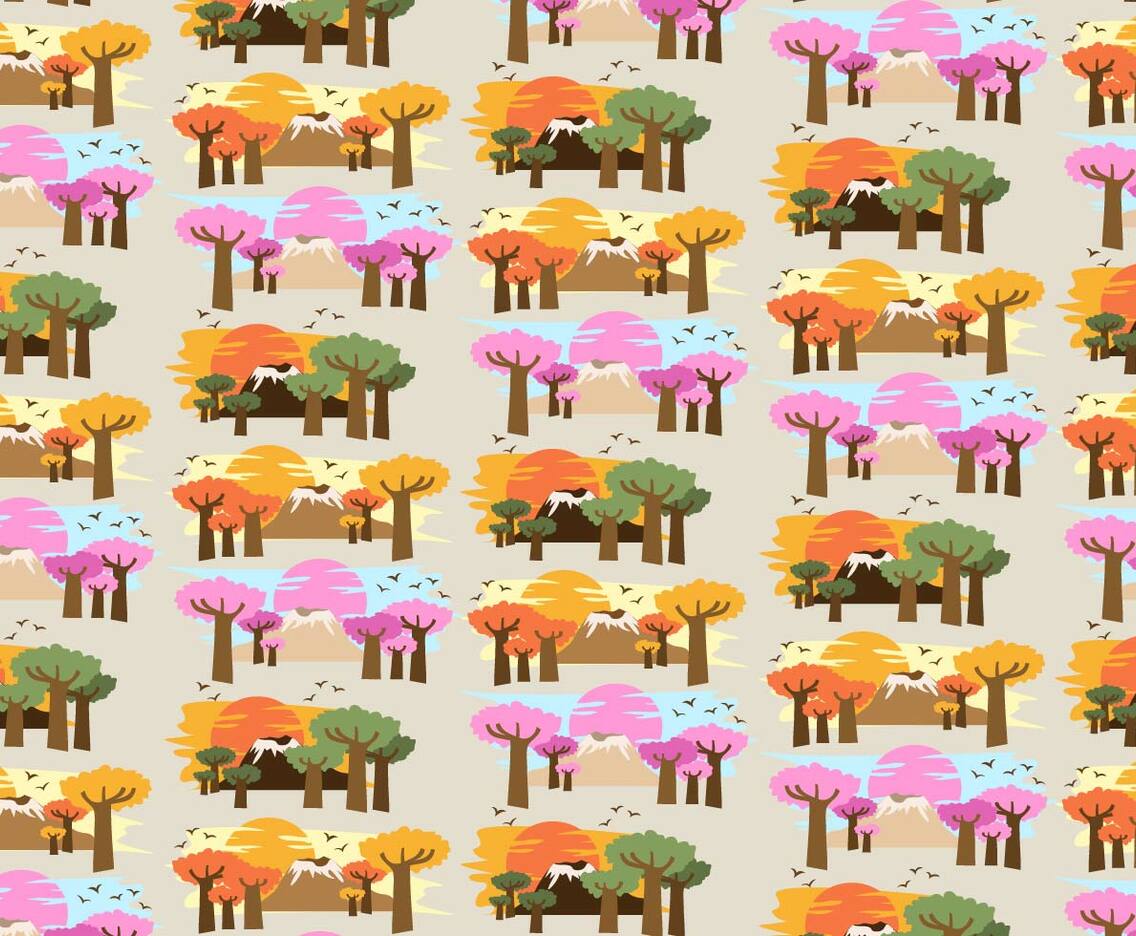 Baobab Trees Africa Pattern Vector