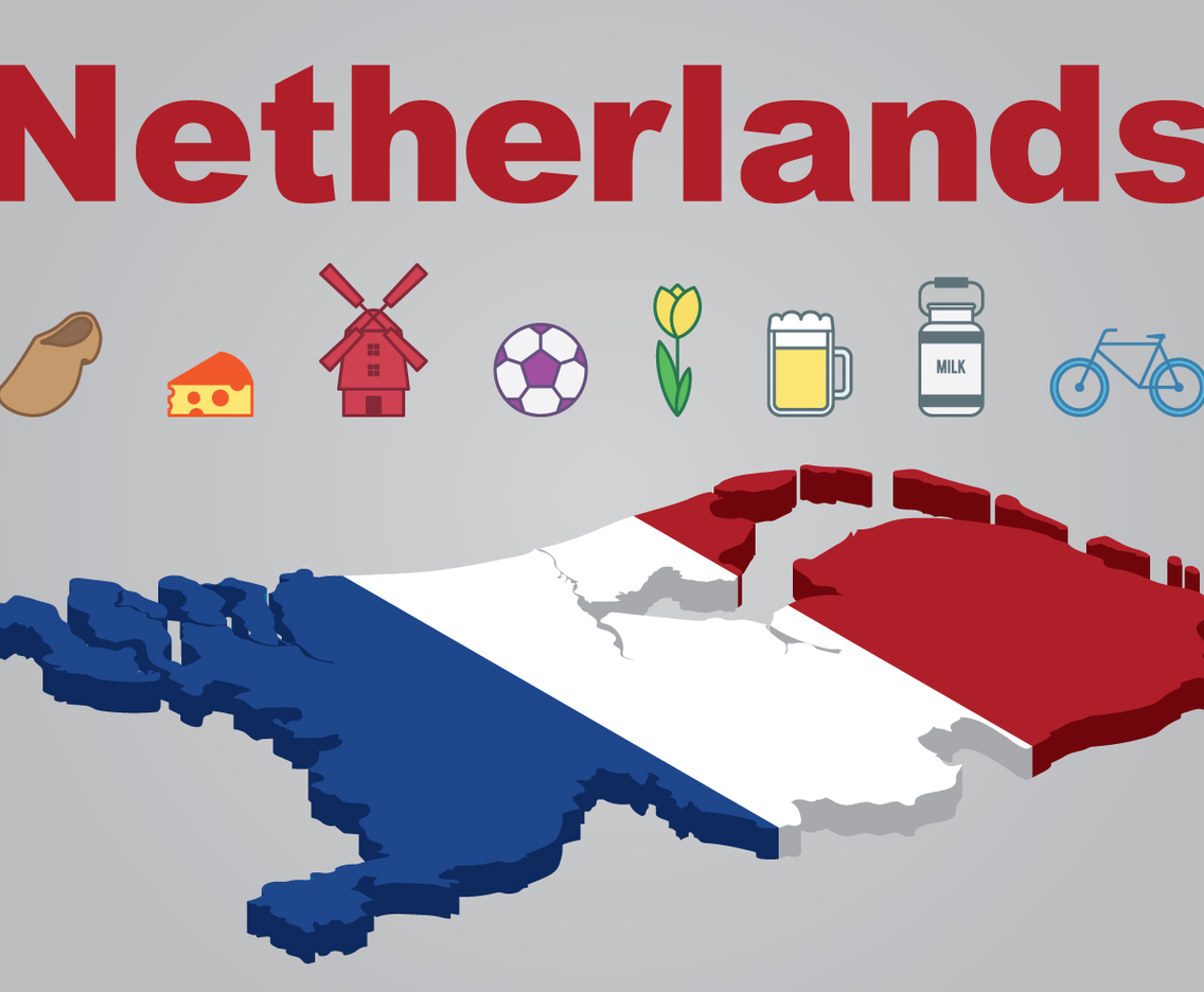 Netherlands Map and Icons Set Vector