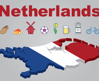 Netherlands Map and Icons Set Vector