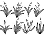 Black and White Cattails Icon Vector