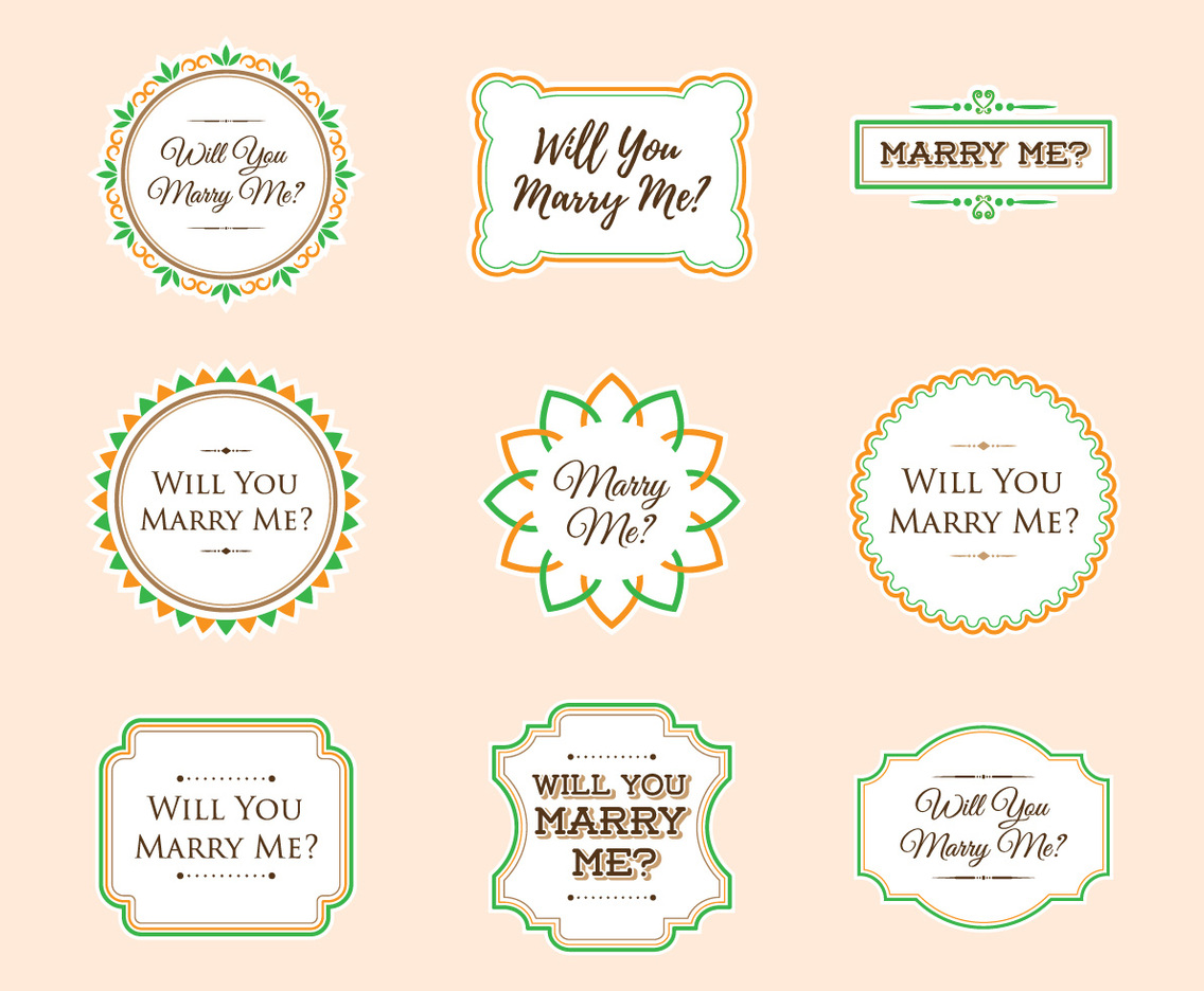 Free Marry Me Sign Ornament Sticker Vector