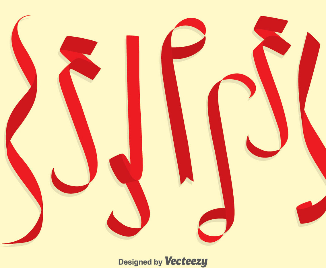 Red Party Ribbon Vector Set