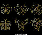 Golden Butterfly Logo Vector Set