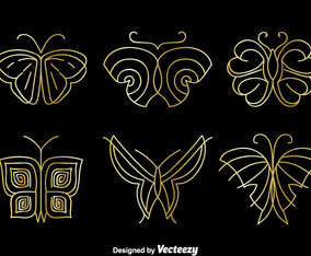 Golden Butterfly Logo Vector Set