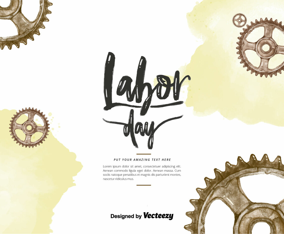 Labor Day Gears Watercolor Vector