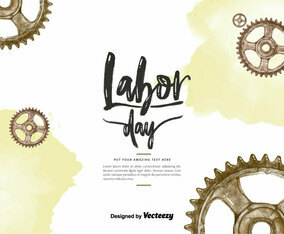Labor Day Gears Watercolor Vector