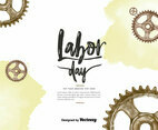 Labor Day Gears Watercolor Vector