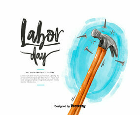 Labor Day Hammer Watercolor Vector