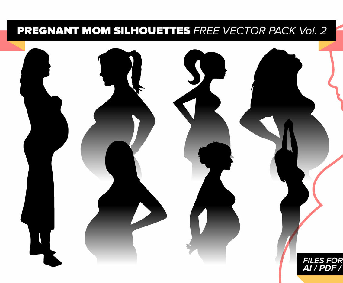 Pregnant Mom Silhouettes Free Vector Pack Vol. 2