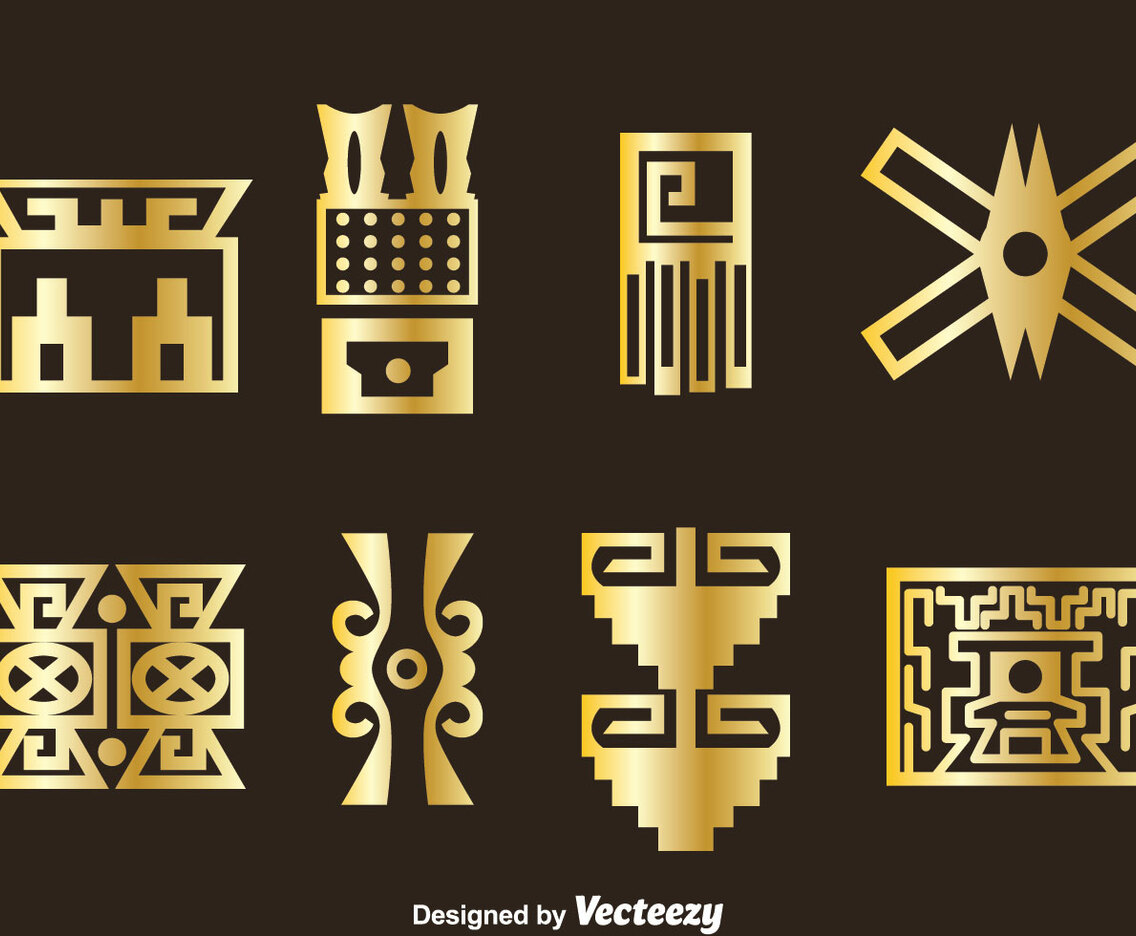 Golden Incas Icons Vector