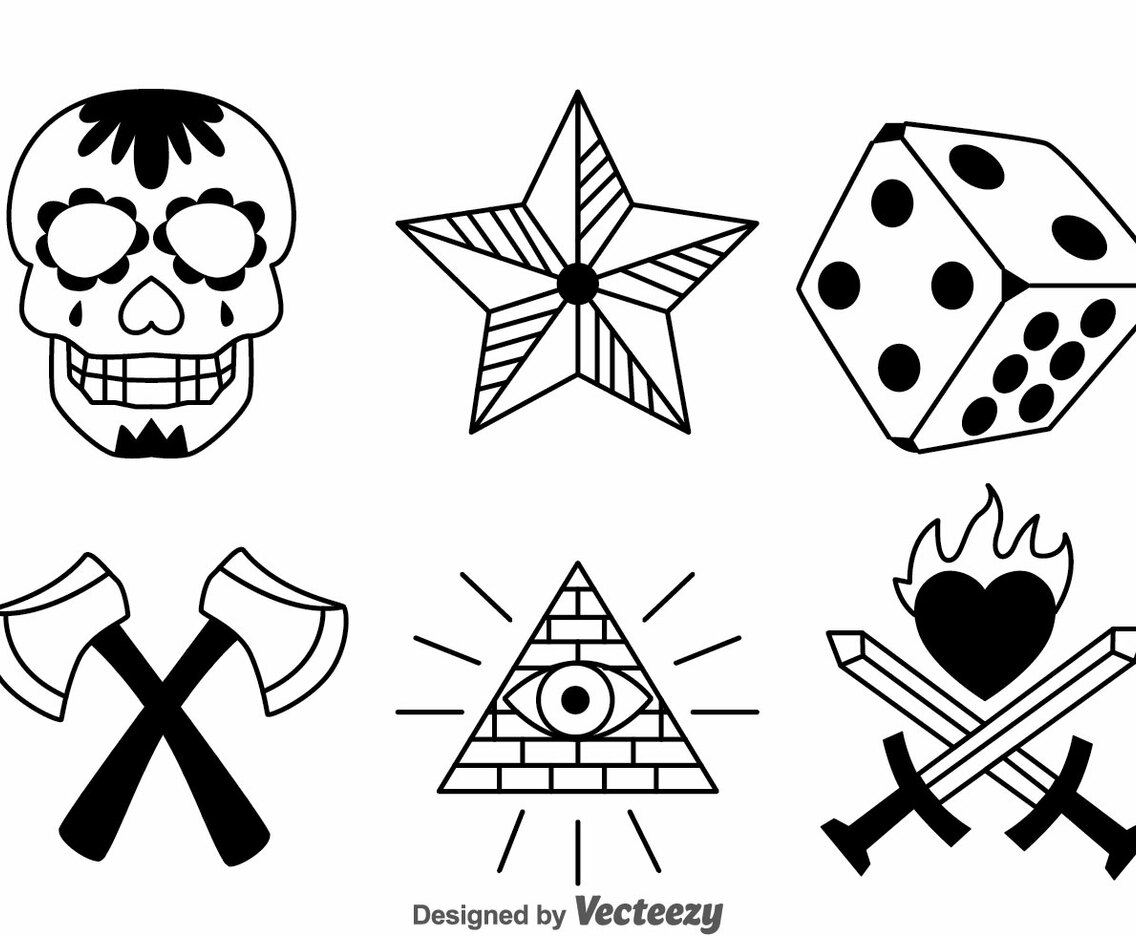 Black Old School Tattoo Vector