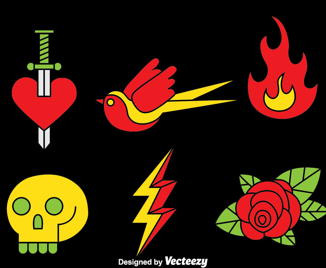 Old School Tattoo Colors Vector