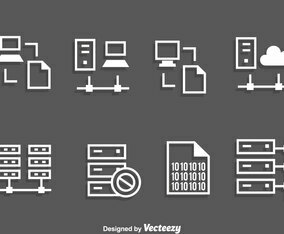Server Rack White Icons Vector