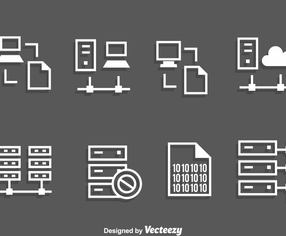 Server Rack White Icons Vector