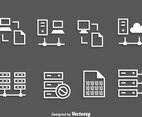 Server Rack White Icons Vector