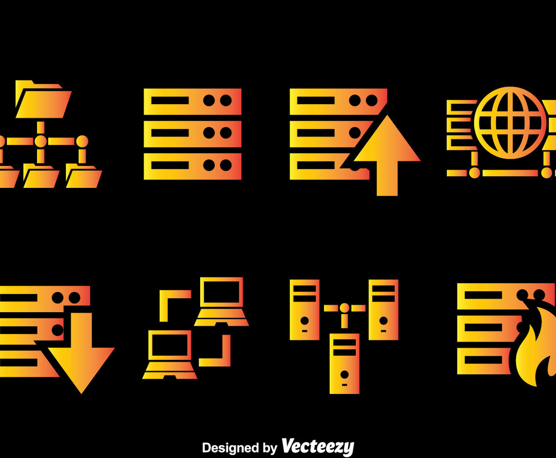 Server Rack Gradient Icons Vector