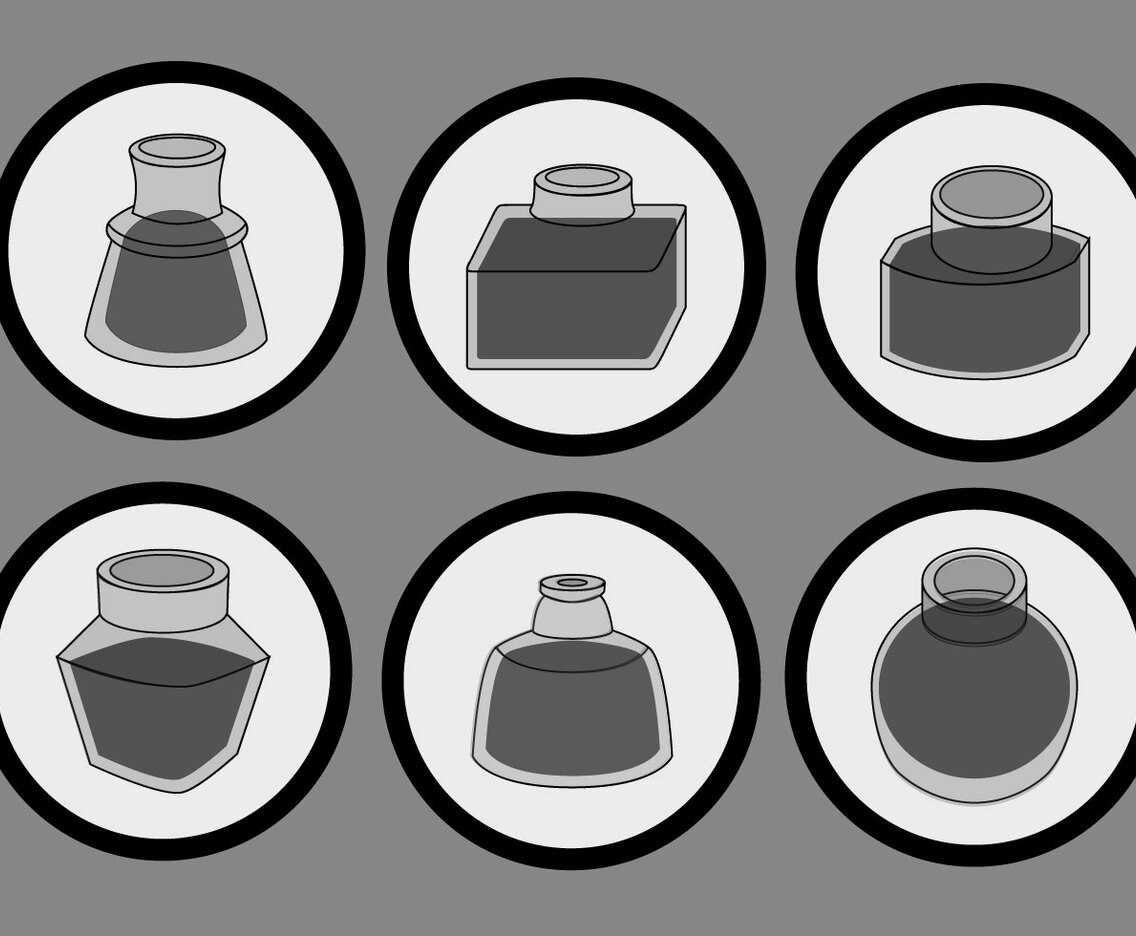 Simple Black Ink Pot Vector