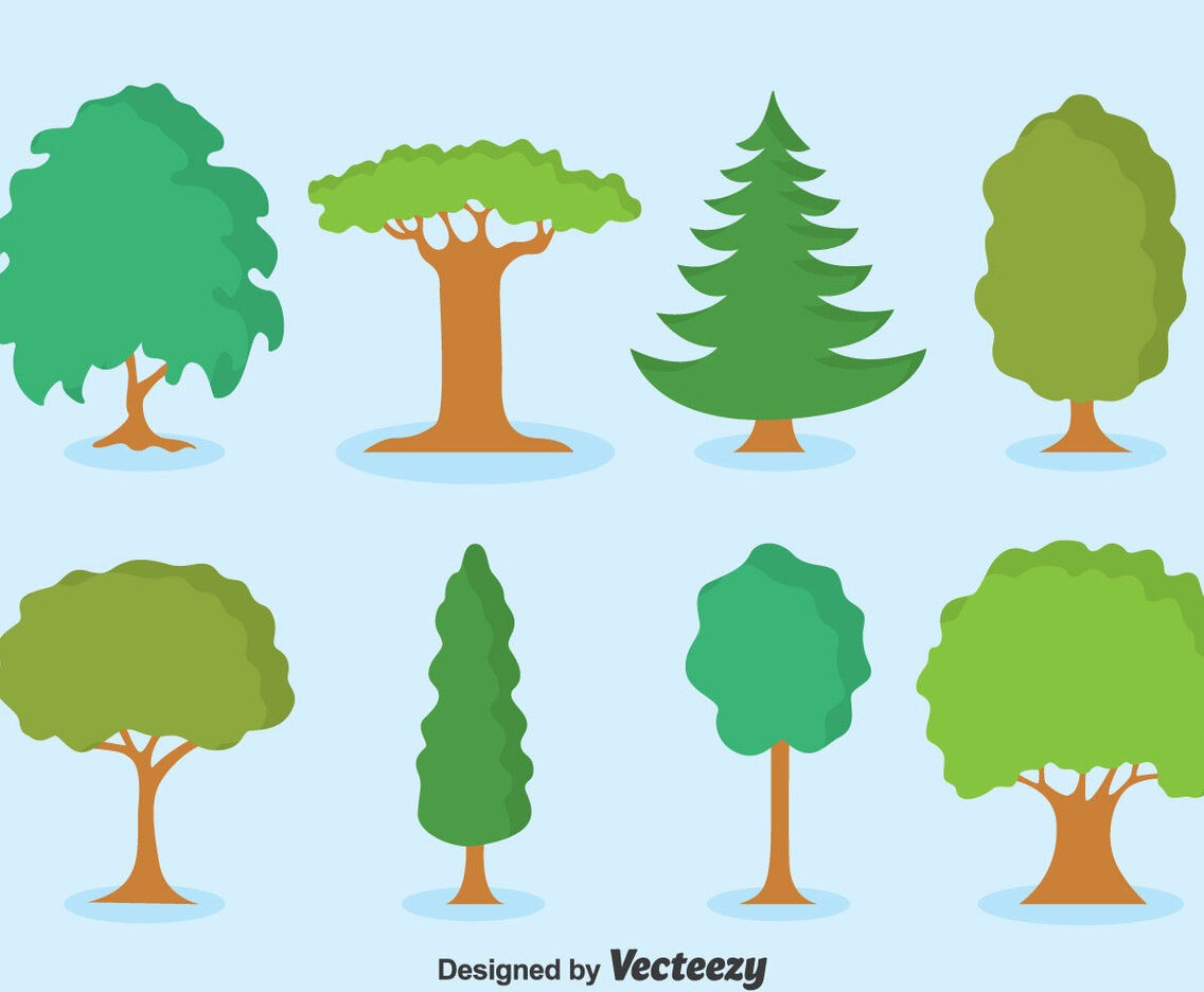 Green Tree Collection Set Vector