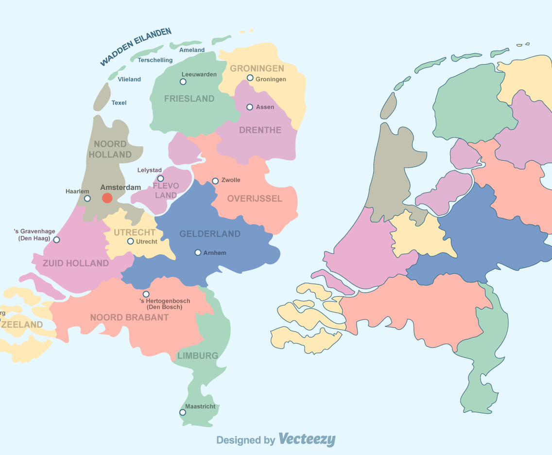 Free Colorful Netherlands Map Vector