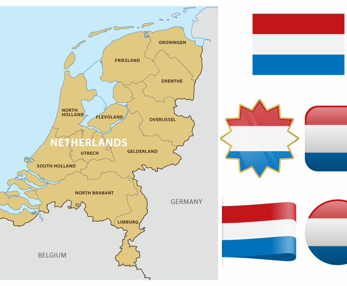 Netherlands Map And Flags