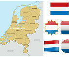 Netherlands Map And Flags