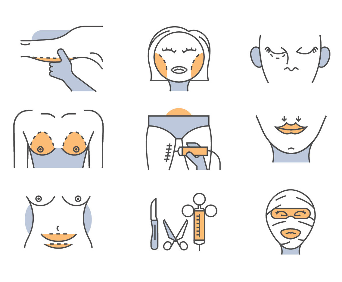 Plastic surgery icons