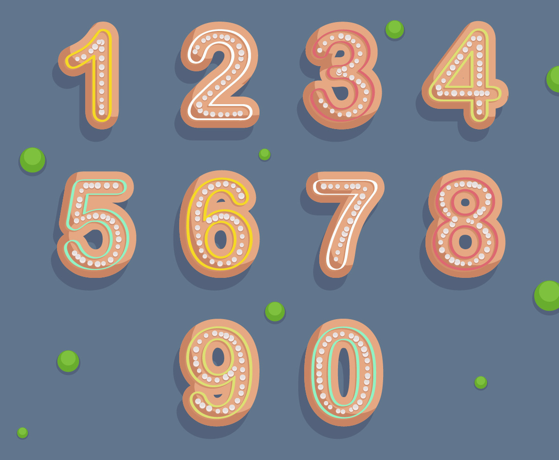 Free Numbers Cookies Vector Illustration