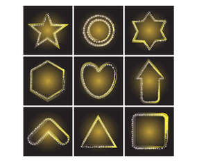 Free Various Shapes of Yellow Gold Neon Star Vector