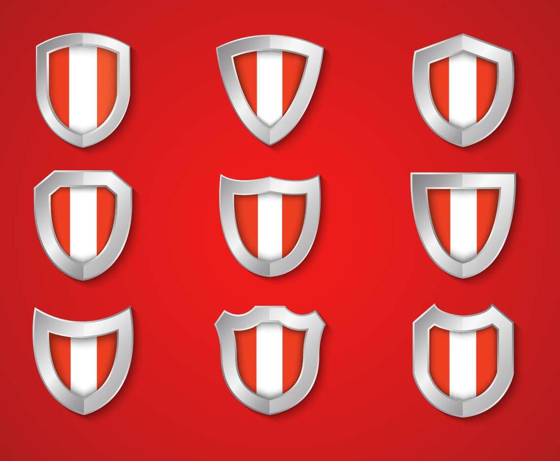 Free Peru Flag in Shield Vector