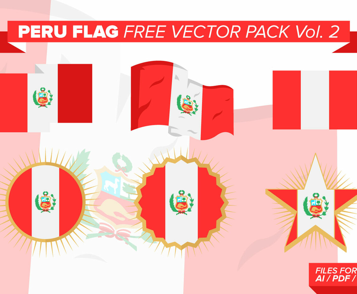 Peru Flag Free Vector Pack Vol. 2