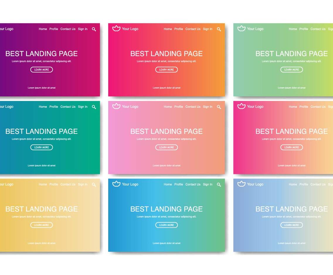 Free Landing Page Web Kit Linear Gradient Vector