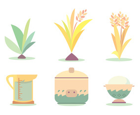 Rice Cook Cycle Vector Set