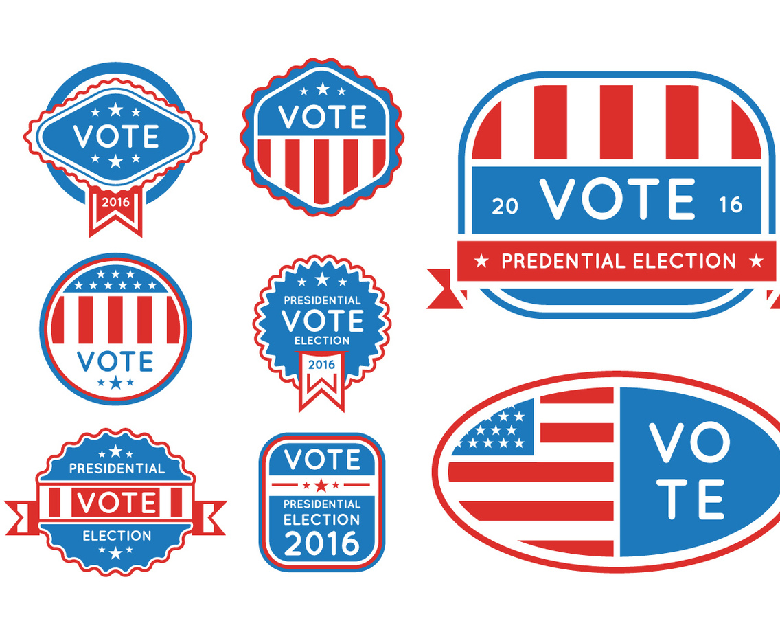 USA presidential elections 2016 buttons