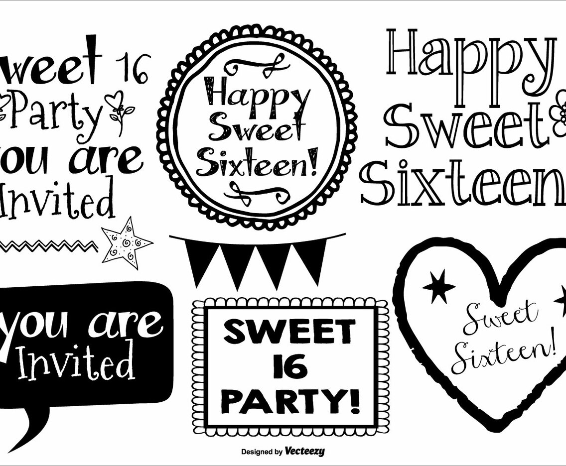 Cute Sweet 16 Drawn Lables